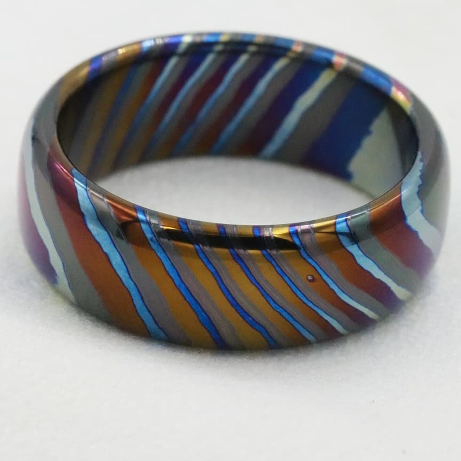 Black Timascus ring / ZrTi 3mm 9mm wide timascus ring | Etsy