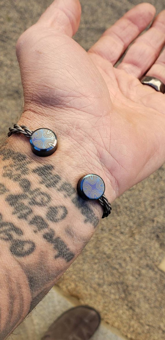unisex cuff timascus bracelet black titanium