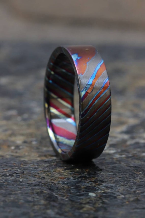 LIMITED EDITION customizable 6mm ring boxed edge Solid Black Timascus ring, mokuti ring (satin finish) colorful ring, zrti ring,titanium