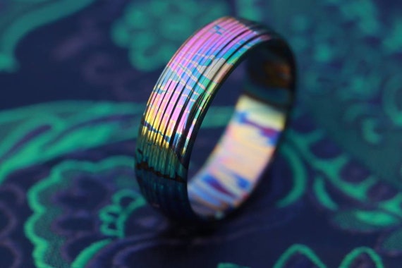 LIMITED EDITION** Timascus  ring 6-8mm (semi-polished) timascus ring, mokuti ring, colorful ring, hypoallergenic jewelry