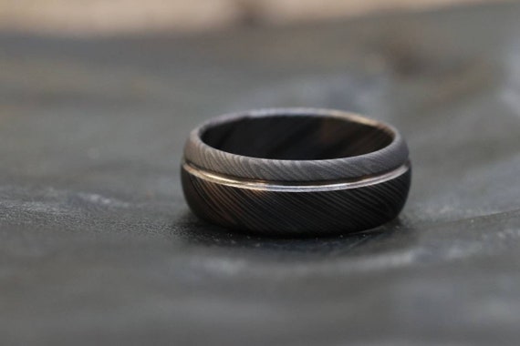 Black ring titanium ring 8mm wide  zirconium/titanium distressed ring