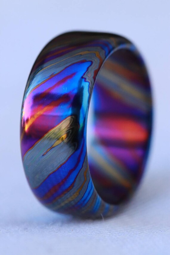 LIMITED EDITION customizable 9mm ring chamfered edge Solid Black Timascus ring 3mm-9mm wide timascus ring, mokuti ring (polished finish)