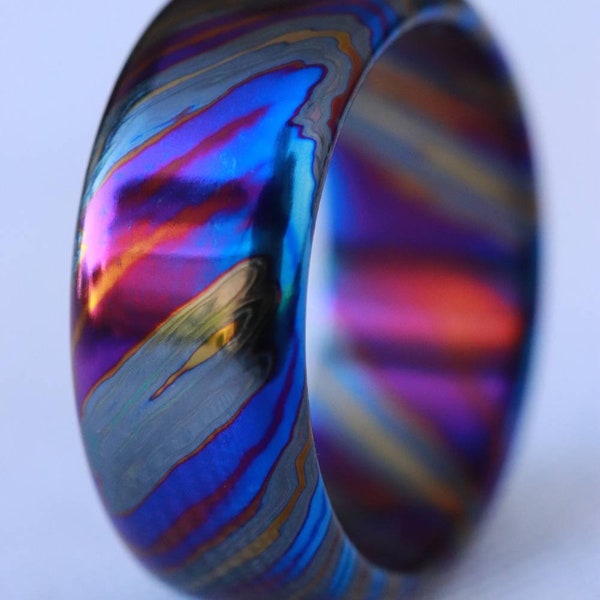 EDICIÓN LIMITADA Anillo personalizable de 9 mm con borde biselado Anillo de timascus negro sólido Anillo de timascus de 3 mm a 9 mm de ancho, anillo mokuti (acabado pulido)