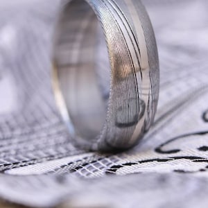 Damascus steel ring damasteel damascus with gold inlay