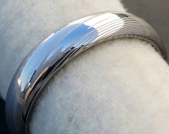 Damascus steel ring Stainless steel Damascus 5.25mm &quot;TRADITIONAL&quot; wood-grain disgn (natural finish) ring! Mens wedding band wedding ring