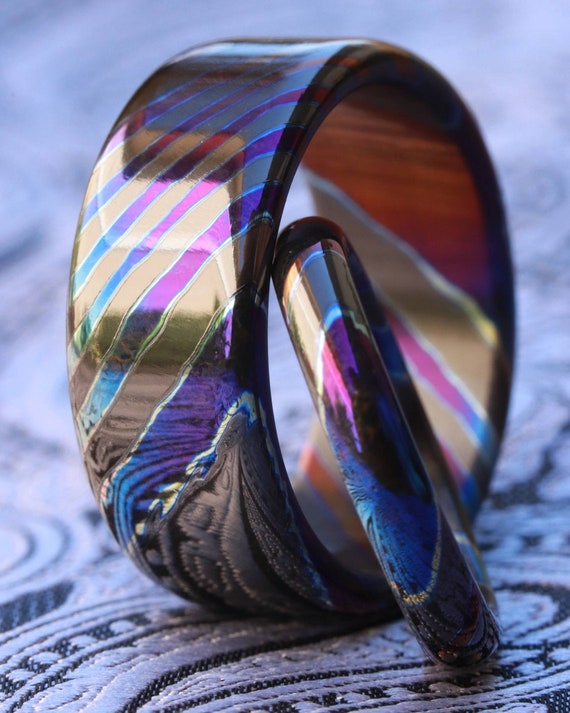 LIMITED EDITION Solid Black Timascus Chamfered Zrti Ring Set 2 Rings 3mm 9mm Wide Timascus Ring Mokuti Ring Black Timascus Matching Rings Etsy Canada