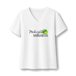 T-shirt à manches courtes et col en V Midnight Margaritas pour femme