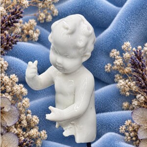 Antique German Porcelain Little Boy Figurine | Excavated Doll Part | Vintage Bisque Child | Assemblage Art | German Dollhouse Figure