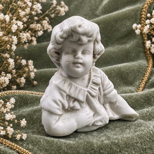 Antique German Porcelain Cherub Boy – Flat Figurine Fragment – Vintage Doll/Found Object – 2" Tall