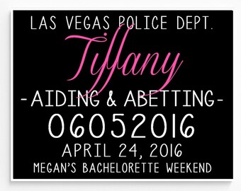 Custom Bachelorette Party Mugshot Sign, Printable PDF (Up to 5)