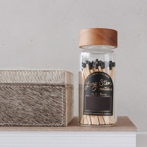 BLACK colored matches in a glass jar | The ORIGINAL Fancy Match Jar