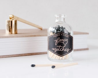 Pink colored matches in a glass jar | Glass Match Jar with rose tipped matches and cork | Glass jar of matches | Rainbow matchsticks