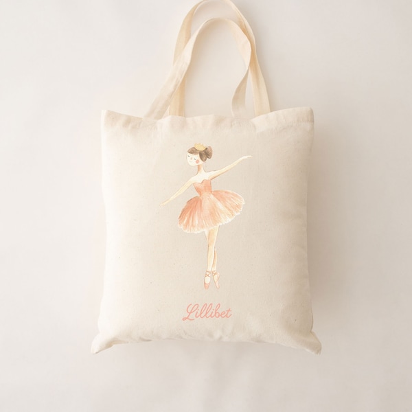 Sac fourre-tout ballerine personnalisé. Sac de ballet personnalisé avec le nom. Sac fourre-tout personnalisé de ballerine de filles. Cotillons d'anniversaire de ballerine.