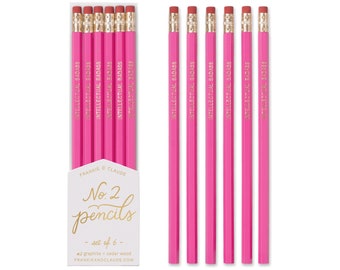 INTELLECTUAL BADASS pencil set. Funny pencils. Pink pencils. Back to school supplies. Gifts for grads. Office supplies. Motivational pencil.