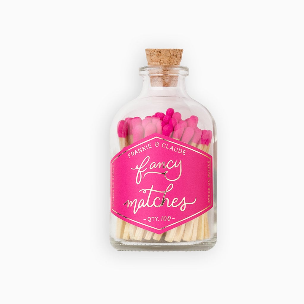 Hot Pink matches. Colored tip matches. Matches in a glass jar. Etsy