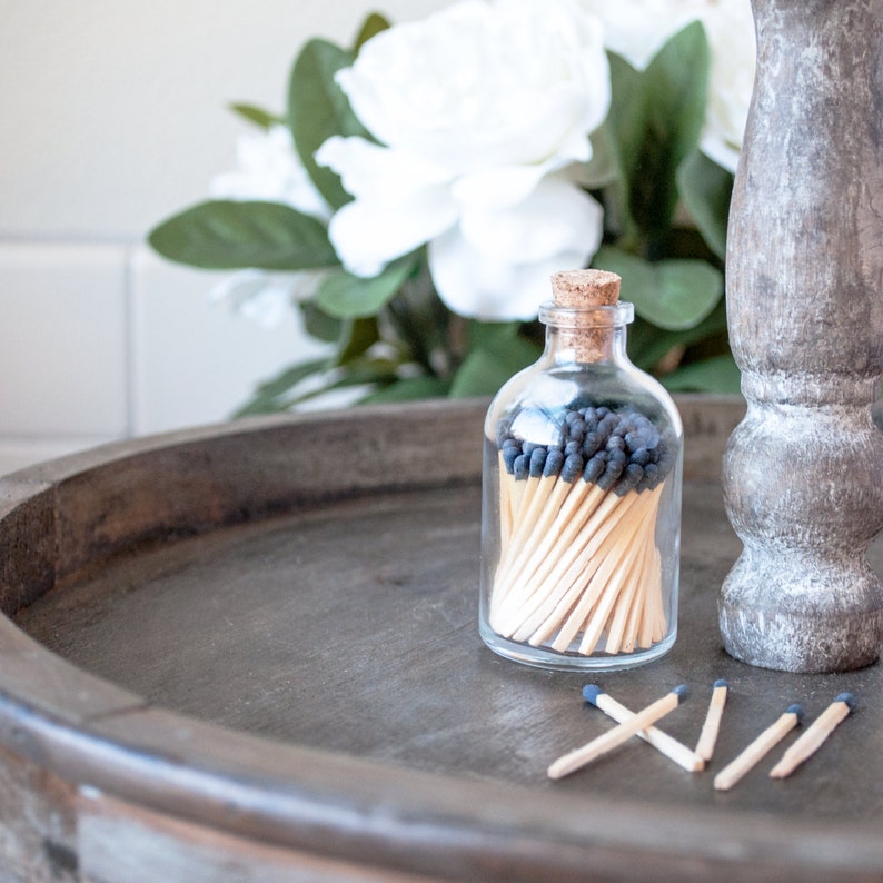 BLACK Colored Matches in a Glass Jar Etsy