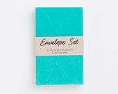Turquoise Mini-Envelope Set with Notecards. Constructed of translucent vellum.  Set of 20.