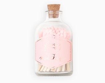 Blush Pink Tipped Matches in Glass Apothecary Jar