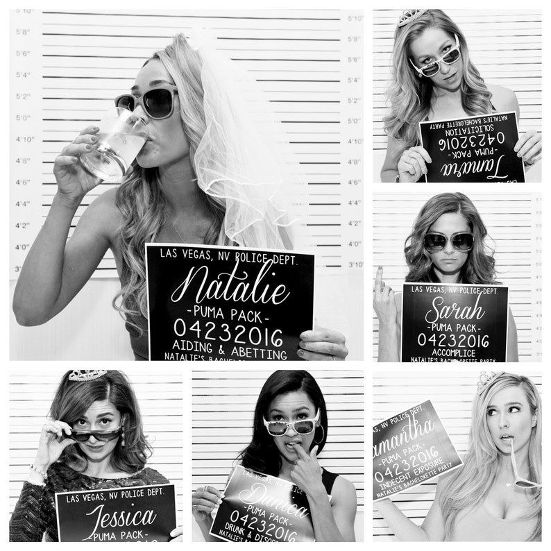 Bachelorette Party Mugshot Signs. Customized with your girls' information, and your ink color image 4