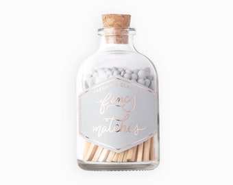 GRAY colored matches in a glass jar | The ORIGINAL Fancy Matches