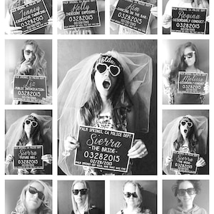 PRINTABLE Bachelorette Party Mugshot Signs.  UP to 5 SIGNS. Customized with your girls&#39; information, and your ink color!