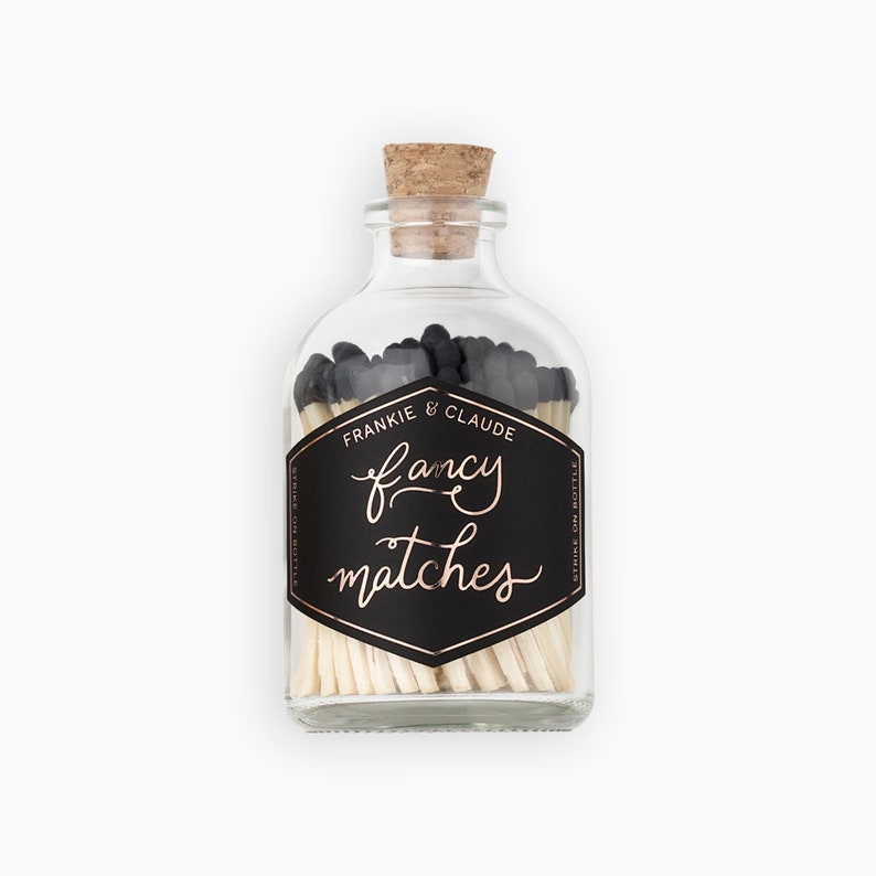 BLACK Colored Matches in a Glass Jar Etsy