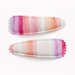 CHLOE Fabric Hair Clips | Pink fabric hair clips | Pink Fabric hair bows | Toddler hair bow | Striped hair accessories | Pale Pink hair bow