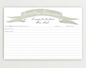 Printable Bridal Shower Recipe Card. DIY Digital Printable .PDF Recipe Card. Choose Your Color.