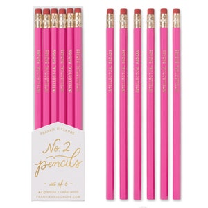 INTELLECTUAL BADASS pencil set. Funny pencils. Pink pencils. Back to school supplies. Gifts for grads. Office supplies. Motivational pencil. image 3