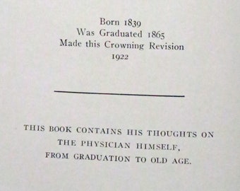 Book On The Physician Himself by Dr. DW Cathell, 1925