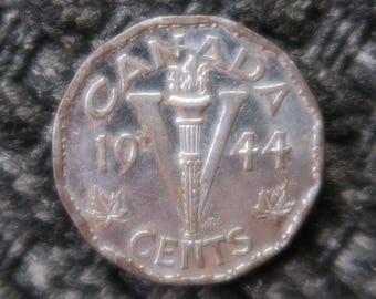 1947 Canada 5 Cents Coin George VI Maple Leaf Star Canadian Nickel