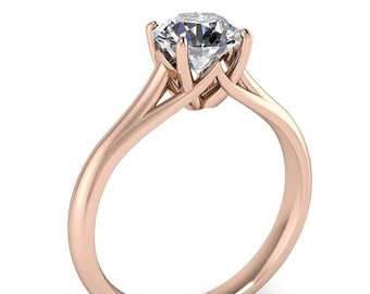 Solitaire Moissanite Engagement Ring Rose Gold Yellow Gold or Platinum  - Giselle 7mm