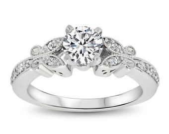 Forever One Butterfly Moissanite Engagement Ring - Butterfly Kisses