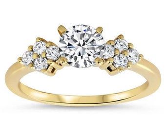 Forever One Moissanite Diamond Accented Engagement Ring - Love Cluster