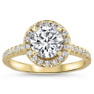 Forever One Moissanite Classic Diamond Halo Engagement Ring - Rae