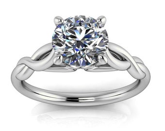 Twisted Band Solitaire Engagement Ring Moissanite Engagement Ring - Wild