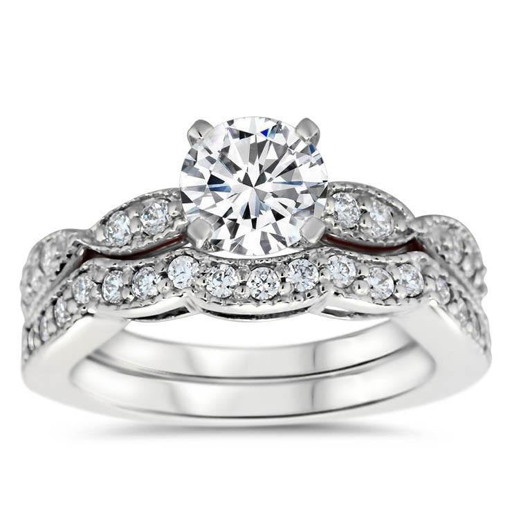 Engagement Ring and Matching Wedding Band Diamond Setting | Etsy