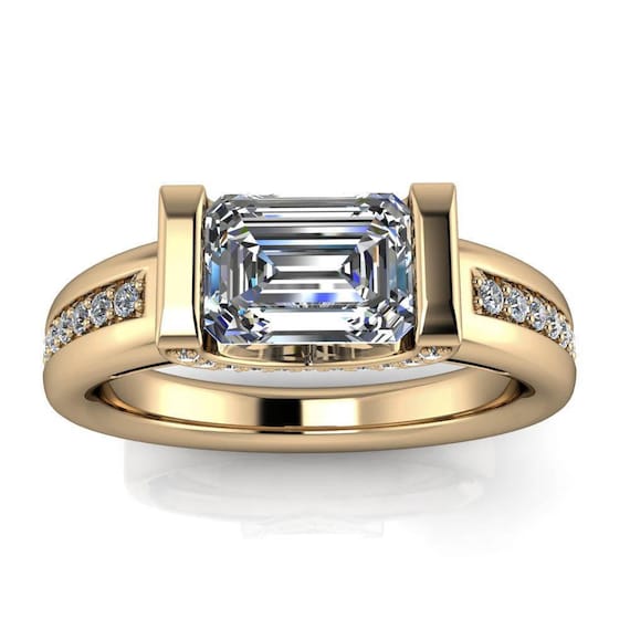 Unique Emerald Cut Moissanite Engagement Ring Sonny Etsy