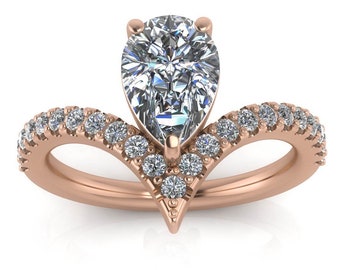 Pear Moissanite Engagement Ring Diamond Setting - Riviera