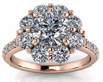 Floral Style Moissanite and Diamond Engagement Ring - Bouquet