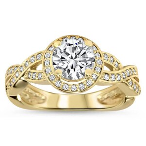 Infinity Band Forever One Moissanite Engagement Ring Diamond Halo - Triumph