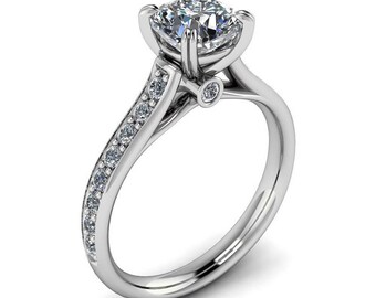 Cushion Cut Engagement Ring Diamond Setting Forever One Moissanite - New Era