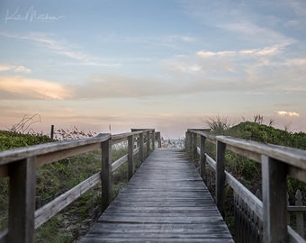 Digital background of boardwalk at beach at sunstet