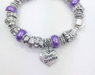 Bracciale Life Charms Great Grandma – Perlina Elasticizzata Con Scritta, Placcato Argento, In Confezione Regalo