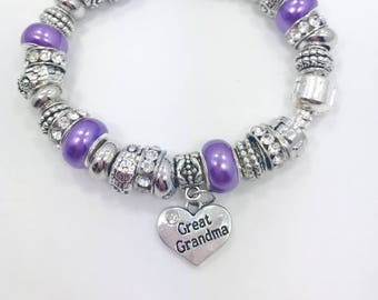Bracciale Life Charms Great Grandma – Perlina Elasticizzata Con Scritta, Placcato Argento, In Confezione Regalo