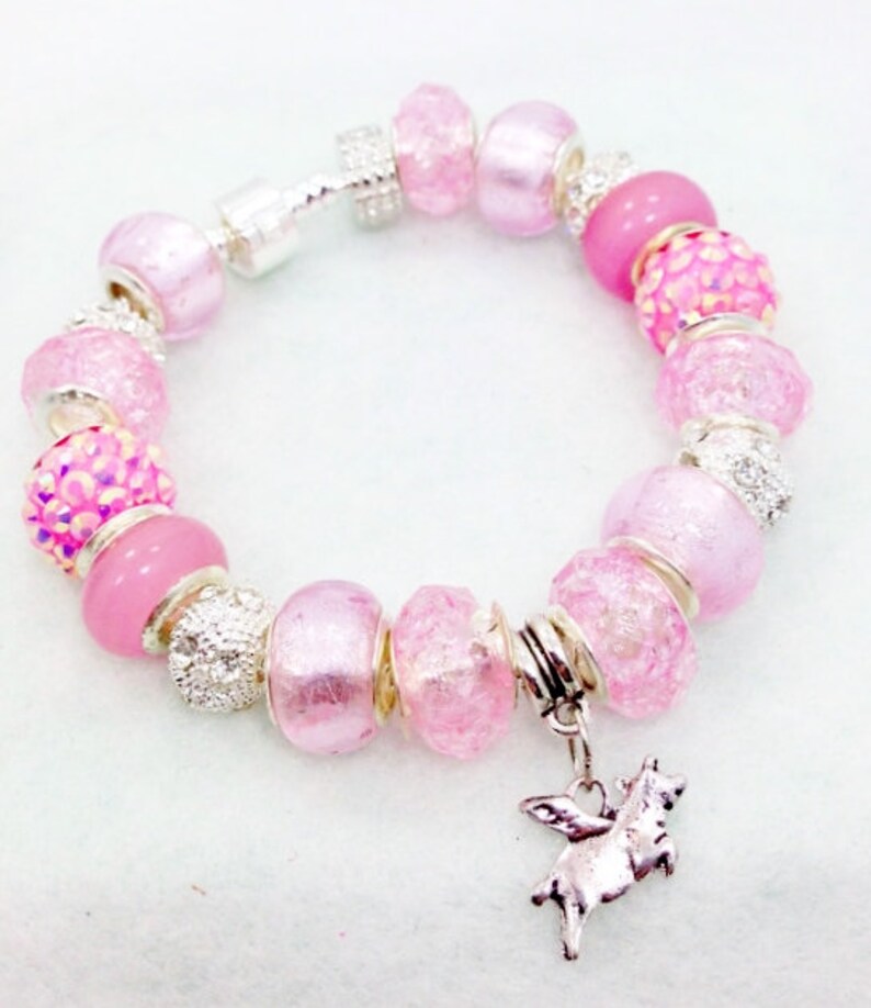 Flying Pig European Style Charm Bracelet Etsy