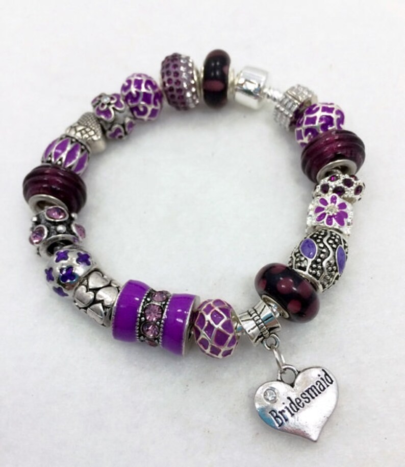 Bridesmaid European Charm Bracelet - Etsy