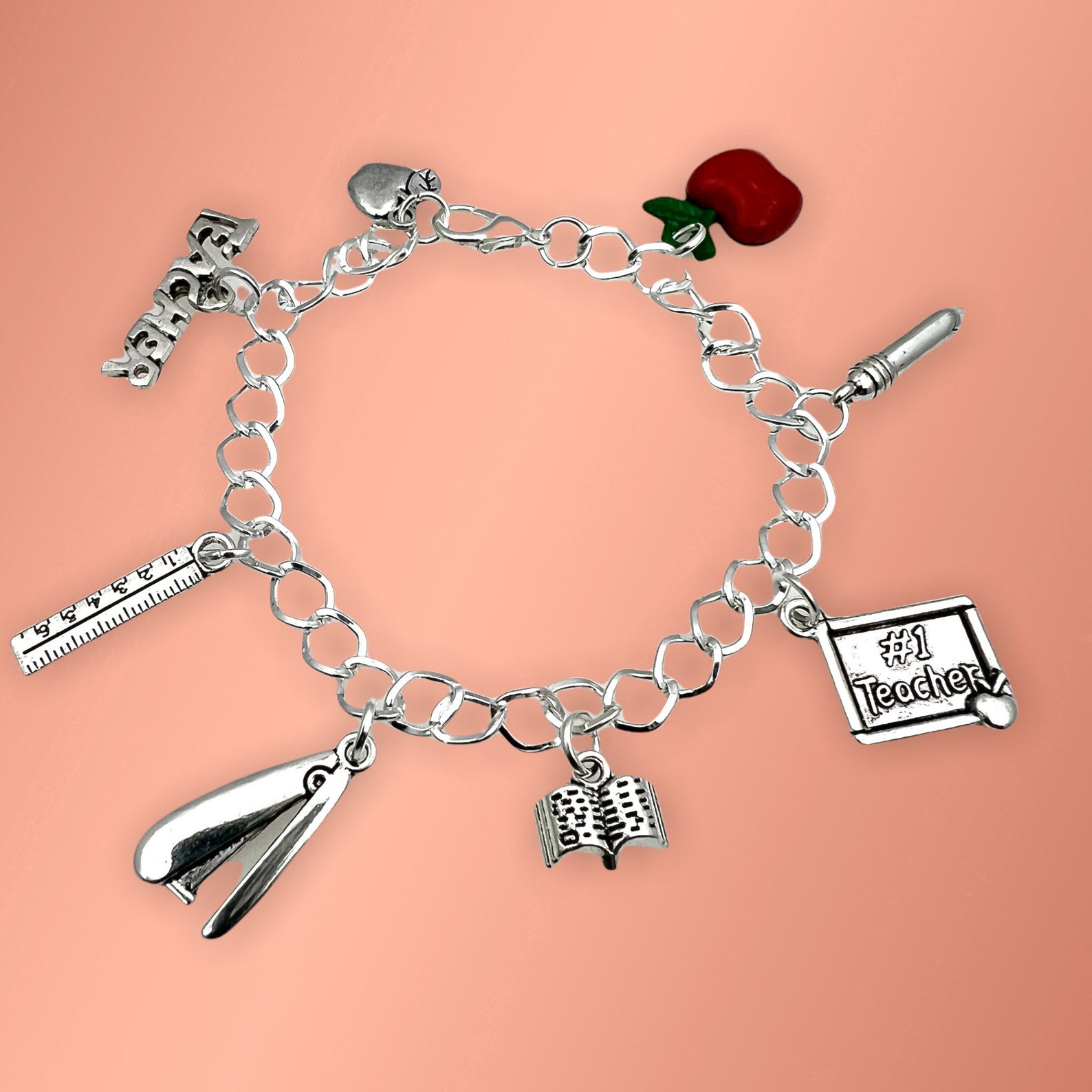 Teacher Charm Bracelet Etsy