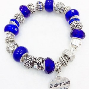 Bridesmaid European Charm Bracelet - Etsy