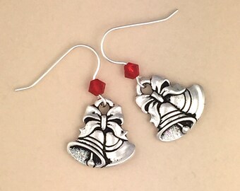 Silver Bells Earrings - Christmas Bells Earrings - Christmas Jewelry- Stocking Stuffer - Holiday Gift - Holiday Earrings - Holiday Jewelry